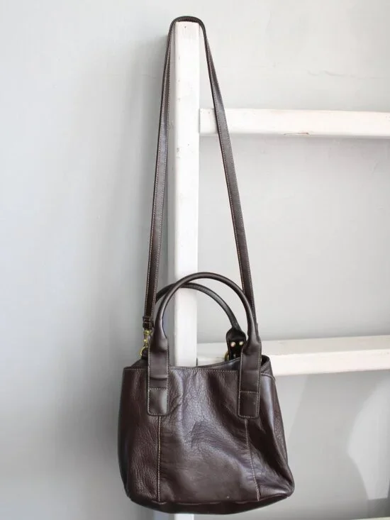 Vintage Y2K Brown Buckle Soft Smooth Pebble Leather Designer Handbag Crossbody - Picture 3 of 5